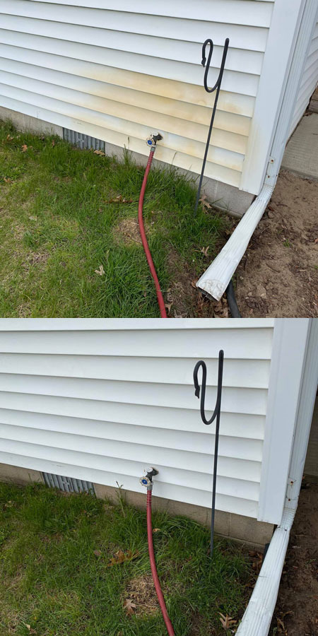 before after rust removal home siding pressure washing