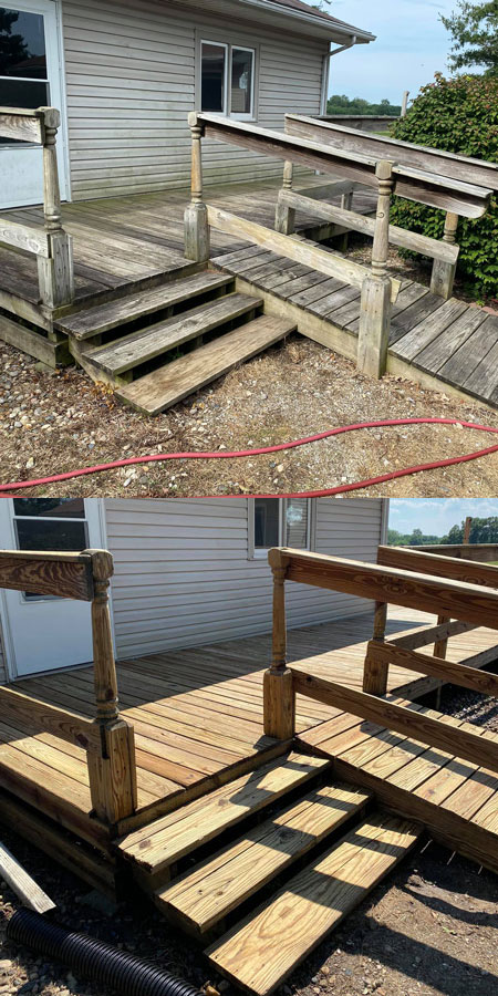 wood deck fence pressure washing